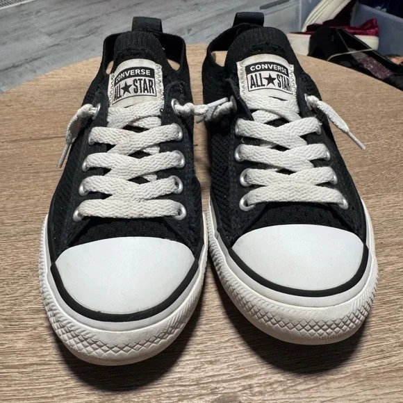 CONVERSE ALL STAR Classic Black and White Low-Tops elastic back slip on kids 13 - Picture 10 of 13